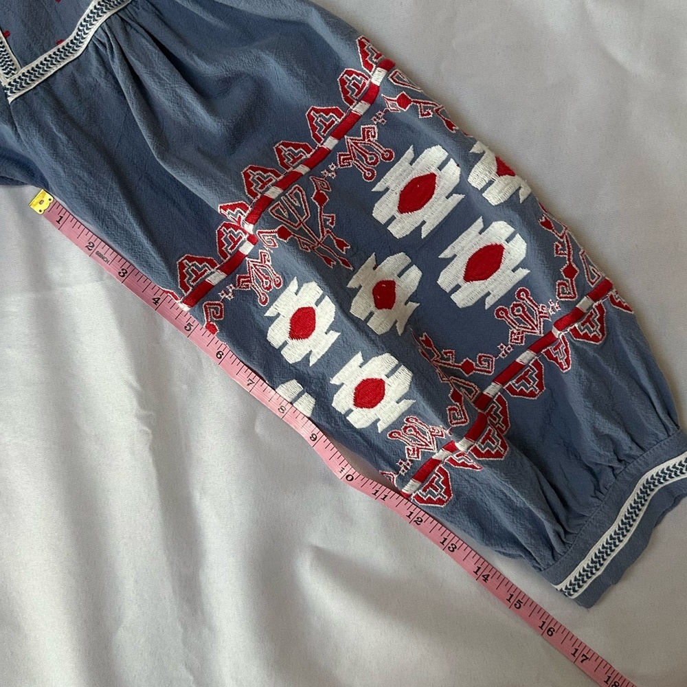 RD + Koko Embroidered Blue Women's Top - SZ M - Picture 5 of 8